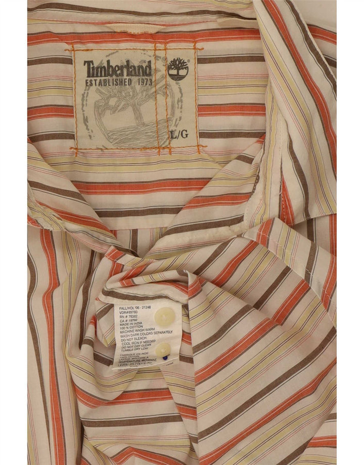 Timberland Mens Shirt Large Multicoloured Striped Cotton