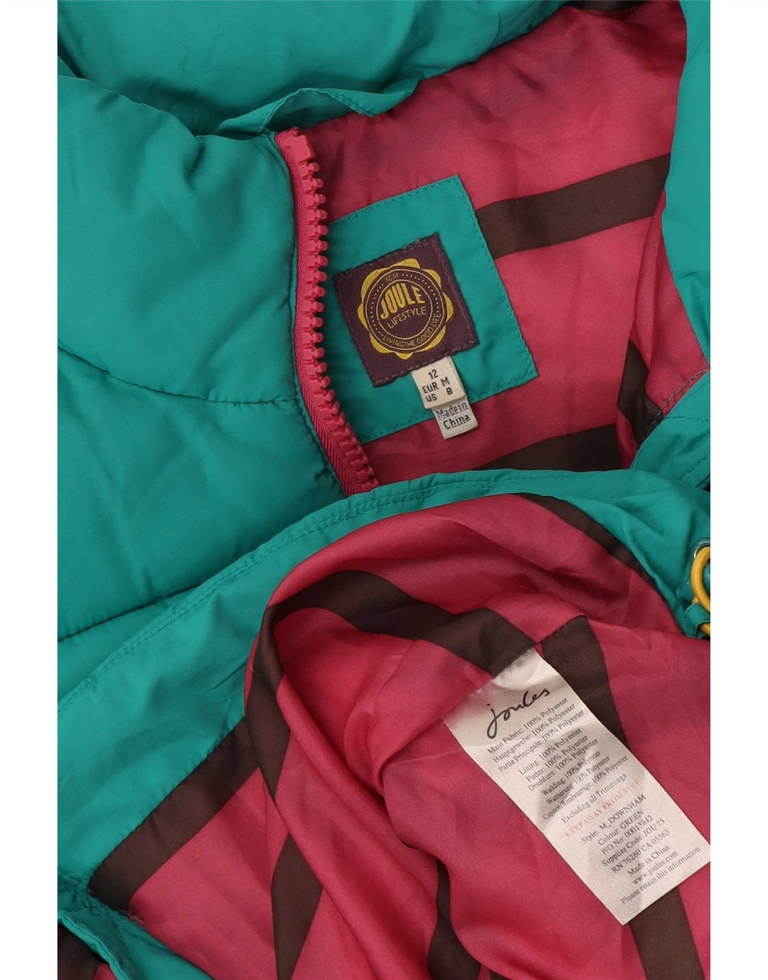 Joules Womens Padded Gilet UK 12 Medium Turquoise Polyester