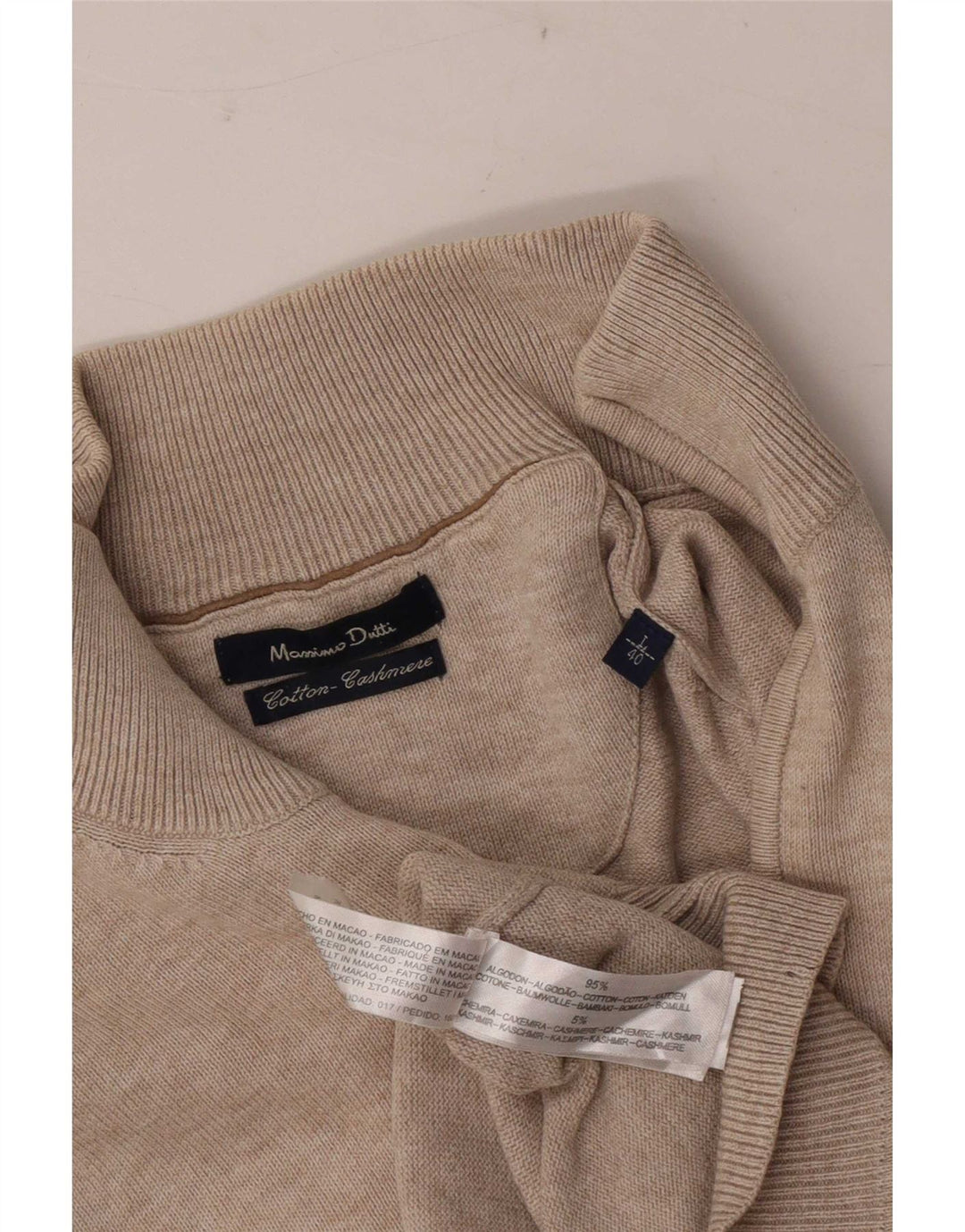 Massimo Dutti Mens Zip Neck Jumper Sweater Large Grey Cotton