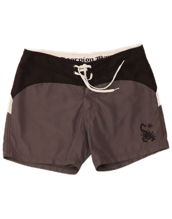Scorpion Bay Mens Graphic Swimming Shorts Large  Grey Colourblock Polyester