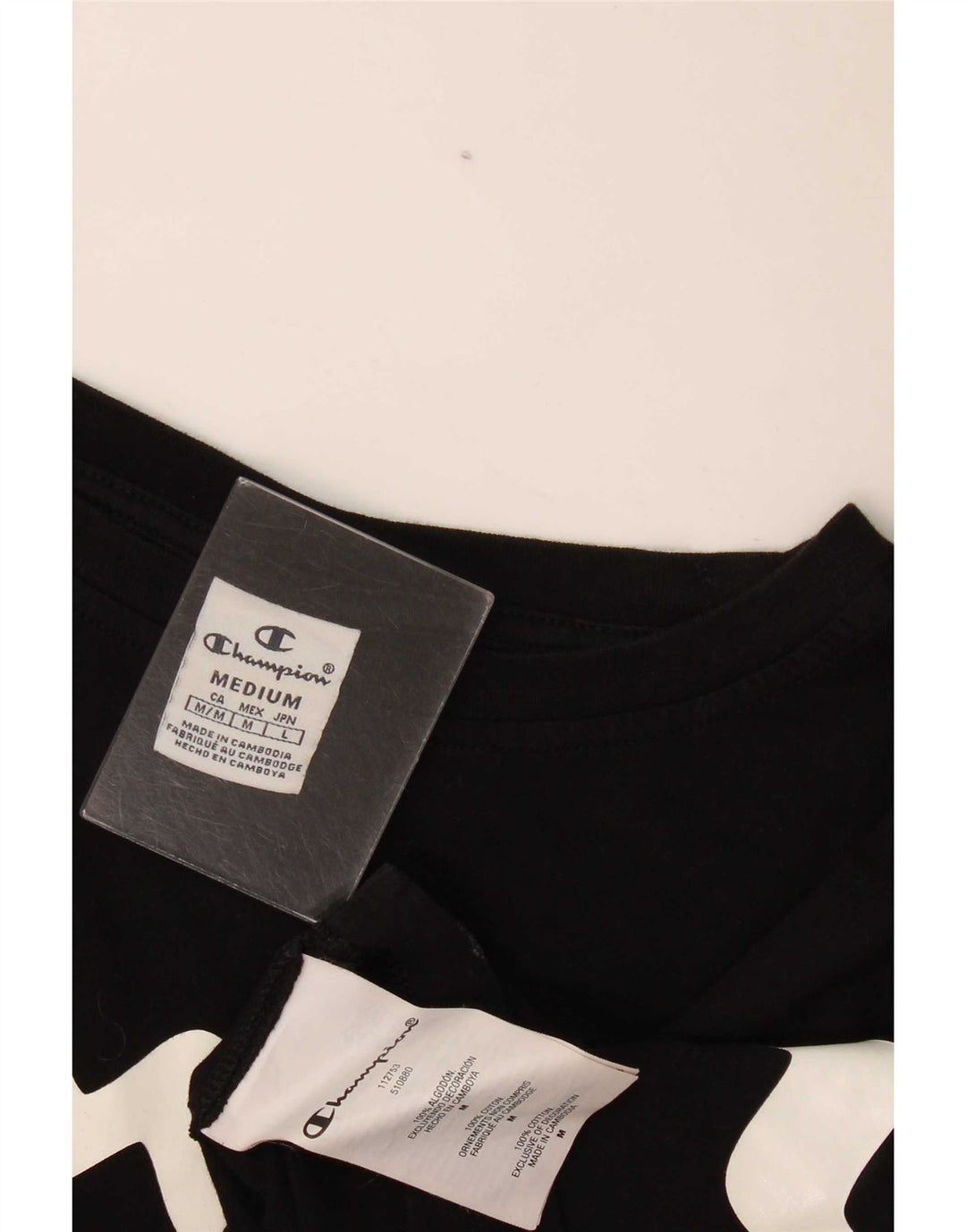 Champion Womens Crop Oversized Graphic T-Shirt Top UK 14 Medium Black