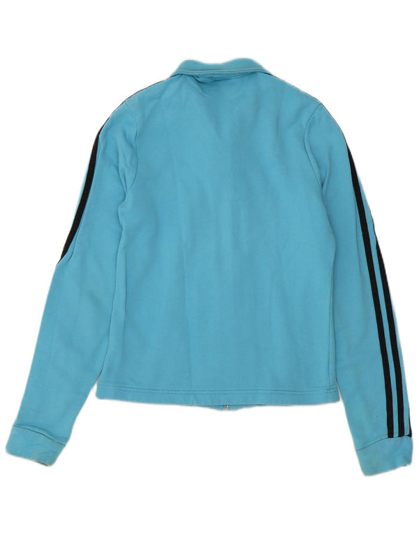 ADIDAS Womens Tracksuit Top Jacket UK 8 Small Blue Cotton