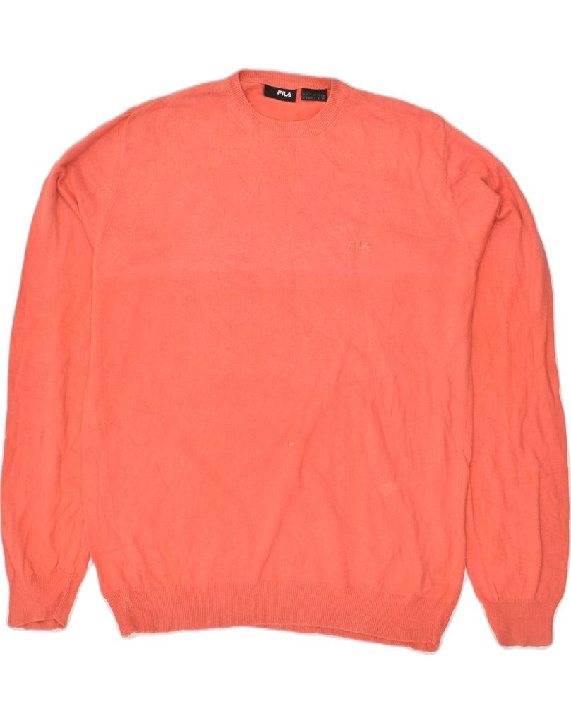 FILA Mens Crew Neck Jumper Sweater Small Orange Cotton | Vintage Fila | Thrift | Second-Hand Fila | Used Clothing | Messina Hembry 