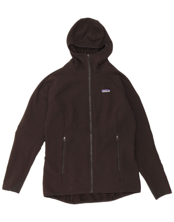 Patagonia Womens Hooded Tracksuit Top Jacket UK 14 Large Black Polyester