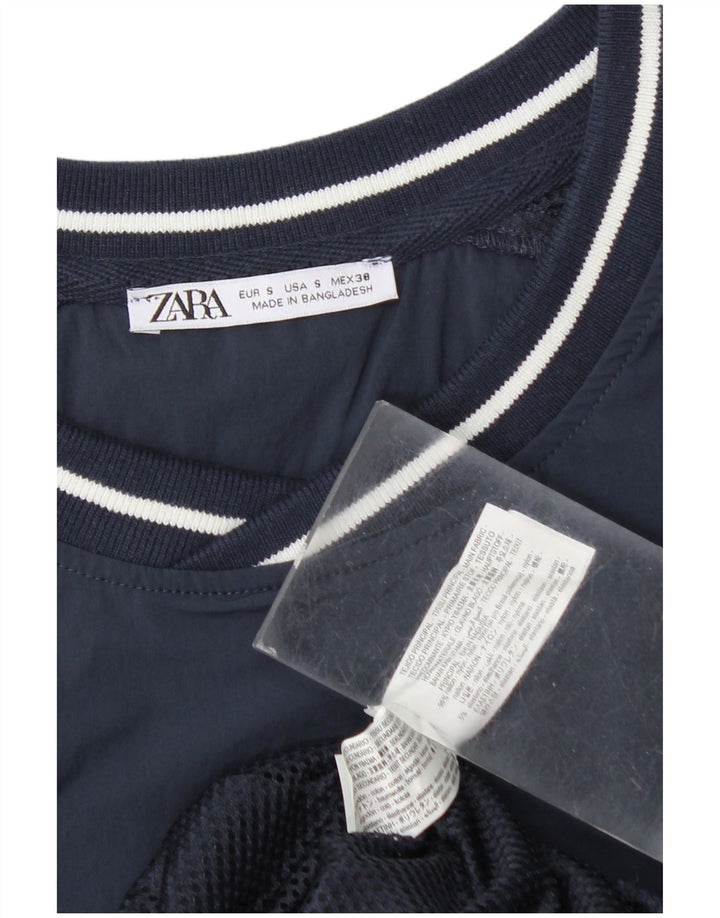 Zara Mens New York Graphic Loose Fit Pullover Tracksuit Top Small Navy Blue