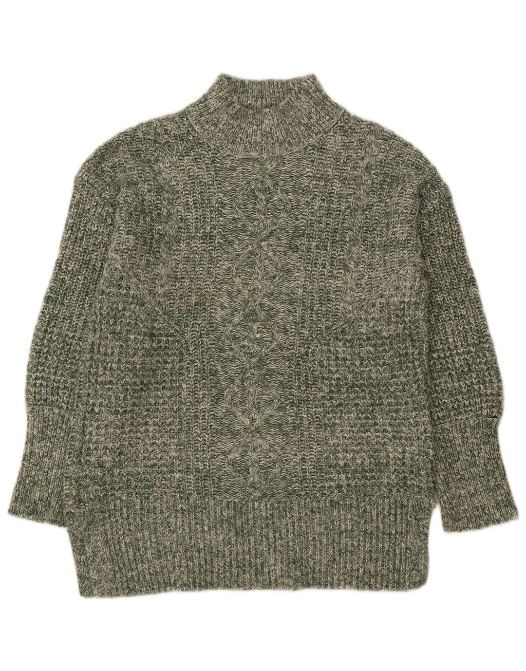 FAT FACE Womens Turtle Neck Jumper Sweater UK 10 Small Green Flecked