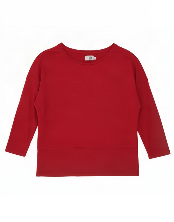 Dack's Womens Oversized Top 3/4 Sleeve UK 14 Medium Burgundy