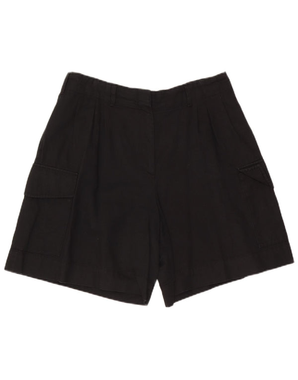 Massimo Dutti Womens Cargo Shorts EU 42 Large W32 Black Cotton