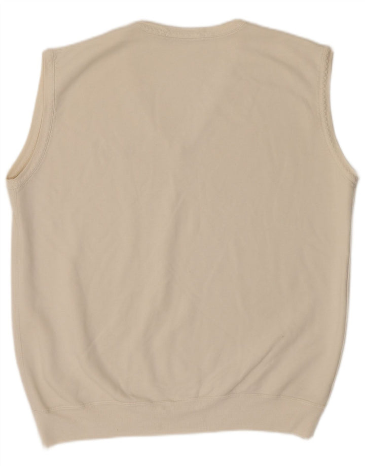 Best Company Mens Vest Tank Top Large Beige Cotton