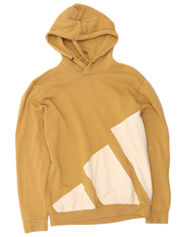 Adidas Mens Graphic Hoodie Jumper Medium Yellow Cotton