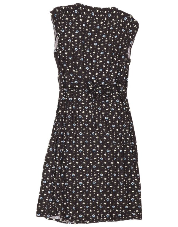 J. Crew Womens Mercantile Sleeveless Wrap Dress UK 16 Large Black Floral