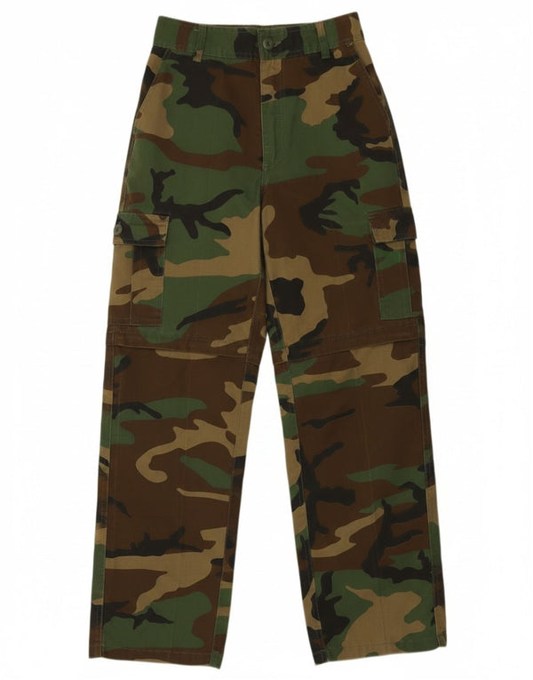 MFH Boys High Waist Cargo Trousers 15-16 Years W26 L28 2XL Green Camouflage