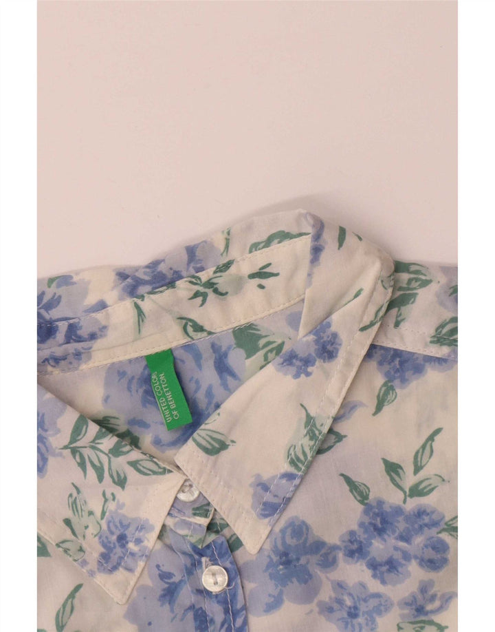Benetton Womens Shirt UK 14 Medium White Floral