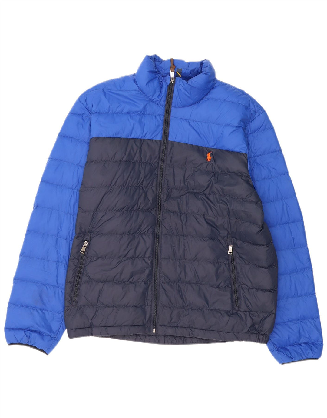 POLO RALPH LAUREN Mens Padded Jacket UK 42 XL Navy Blue Colourblock Nylon