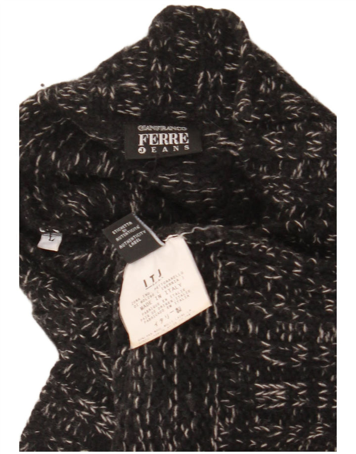 Gianfranco Ferre Mens Turtle Neck Jumper Sweater Large Black Flecked
