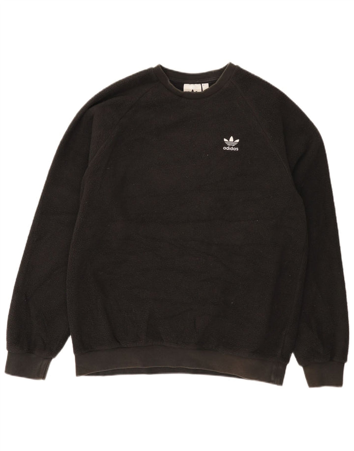 Adidas Mens Graphic Fleece Jumper Medium Black Polyester