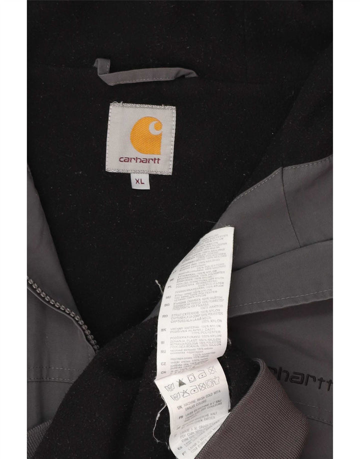 Carhartt Mens Hooded Bomber Jacket UK 42 XL Grey Nylon