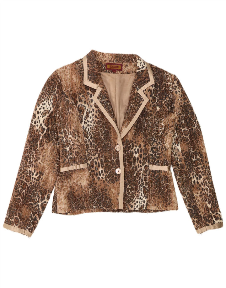 Renato Nucci Womens 2 Button Blazer Jacket IT 42 Medium Brown Animal Print