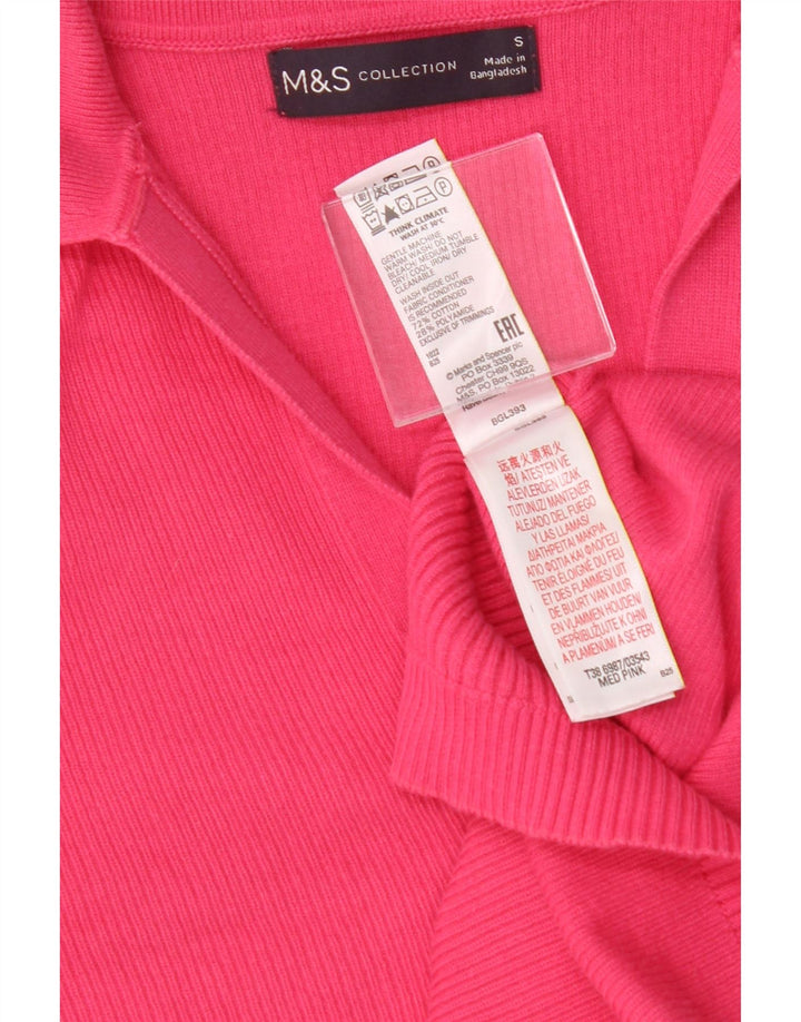 MARKS & SPENCER Womens Polo Neck Jumper Sweater UK 10 Small Pink Vintage Marks & Spencer and Second-Hand Marks & Spencer from Messina Hembry 