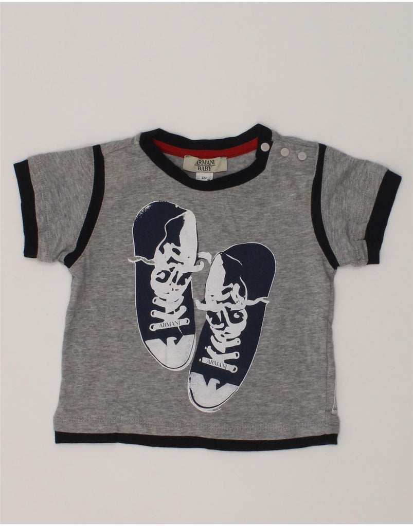 ARMANI BABY Baby Boys Graphic T-Shirt Top 3-6 Months Grey | Vintage Armani Baby | Thrift | Second-Hand Armani Baby | Used Clothing | Messina Hembry 