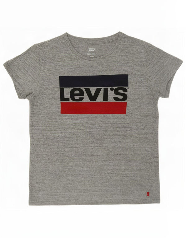 Levi's Womens Oversized Graphic T-Shirt Top UK 10 Small Grey Flecked