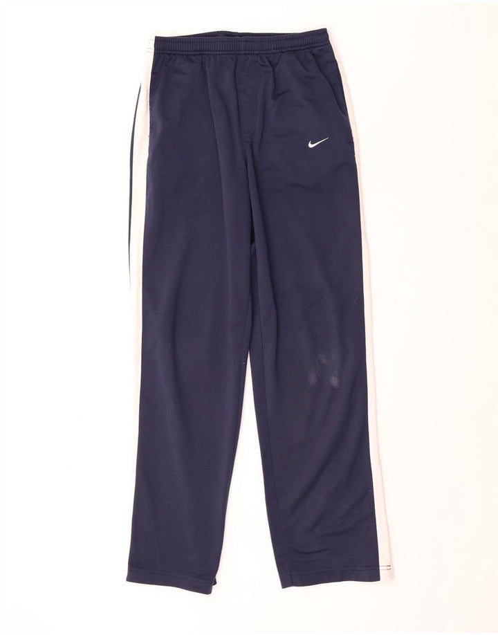 NIKE Boys Tracksuit Trousers 12-13 Years Large Navy Blue Colourblock