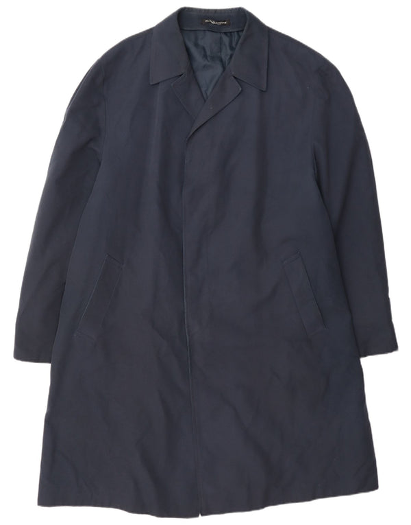 Dhobi Mens Overcoat UK 38 Medium Navy Blue Polyester