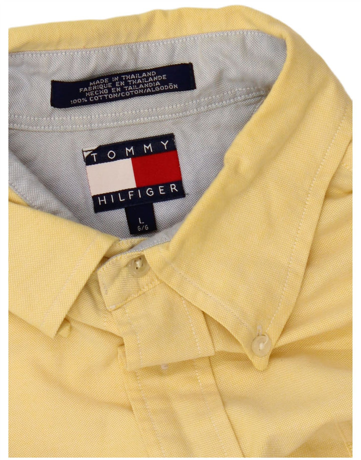 Tommy Hilfiger Mens Shirt Large Yellow Cotton