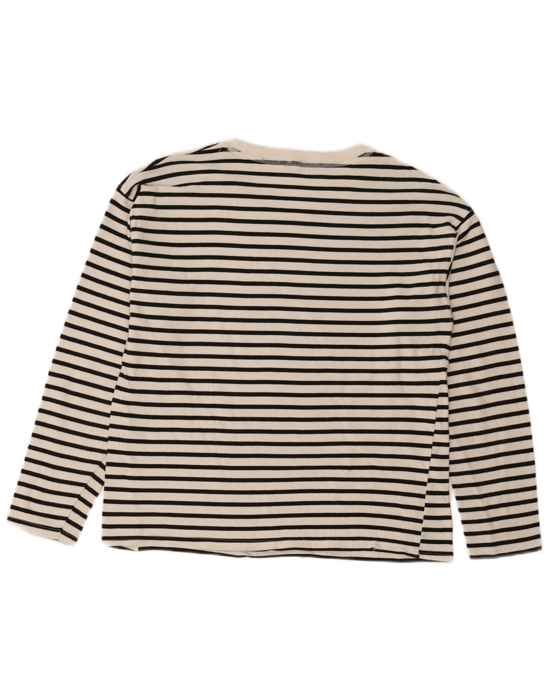 Zara Womens Top Long Sleeve UK 14 Medium White Striped Nautical