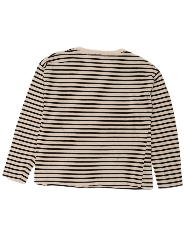 Zara Womens Top Long Sleeve UK 14 Medium White Striped Nautical