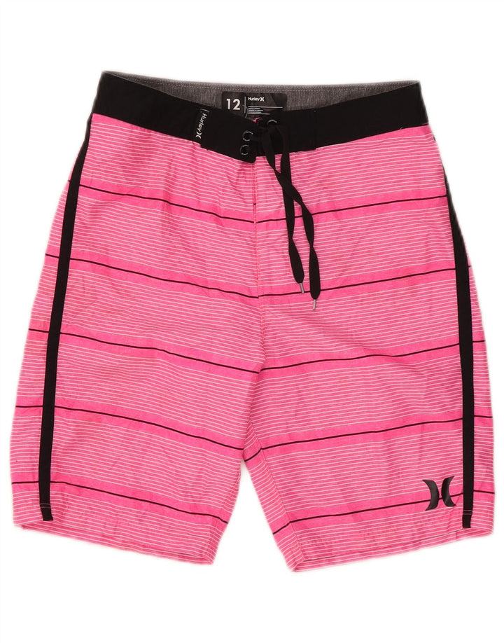 Hurley Boys Swimming Shorts 11-12 Years Pink Striped Polyester