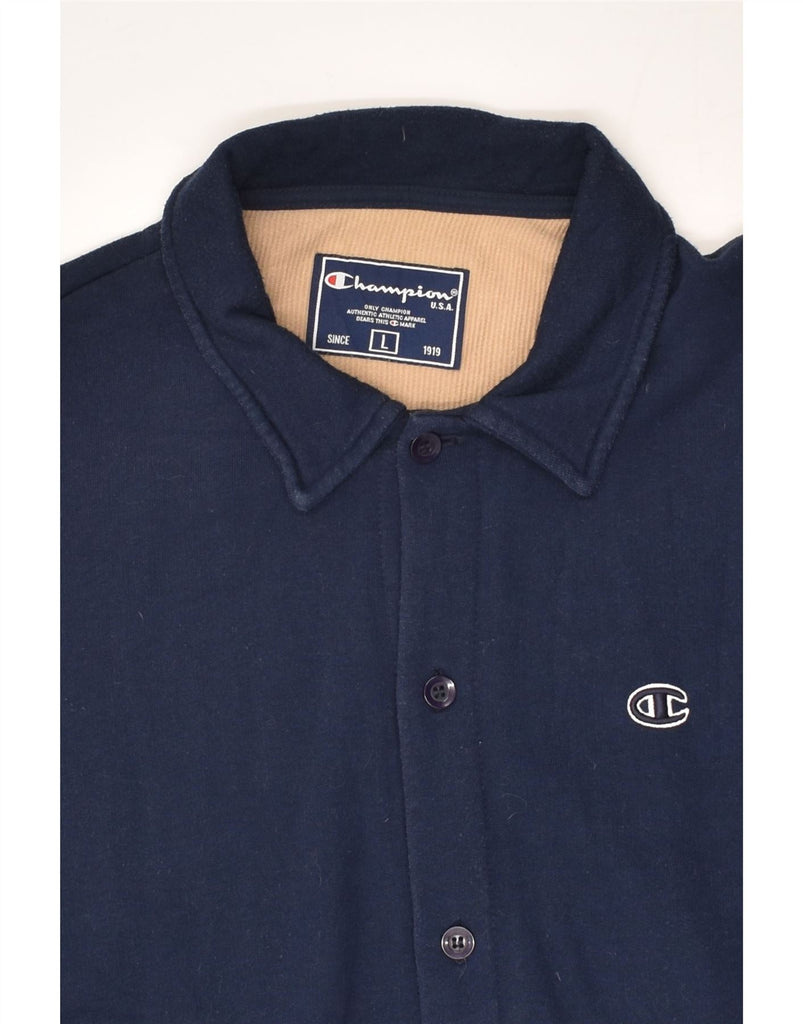 CHAMPION Mens Shirt Large Navy Blue Cotton | Vintage Champion | Thrift | Second-Hand Champion | Used Clothing | Messina Hembry 