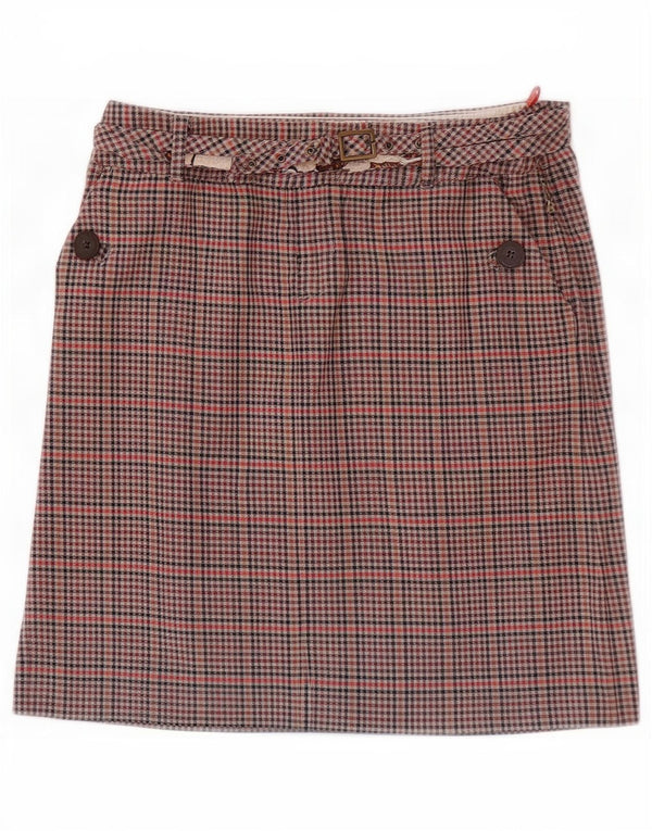Ben Sherman Womens Mini Skirt Small W27 Brown Check Cotton