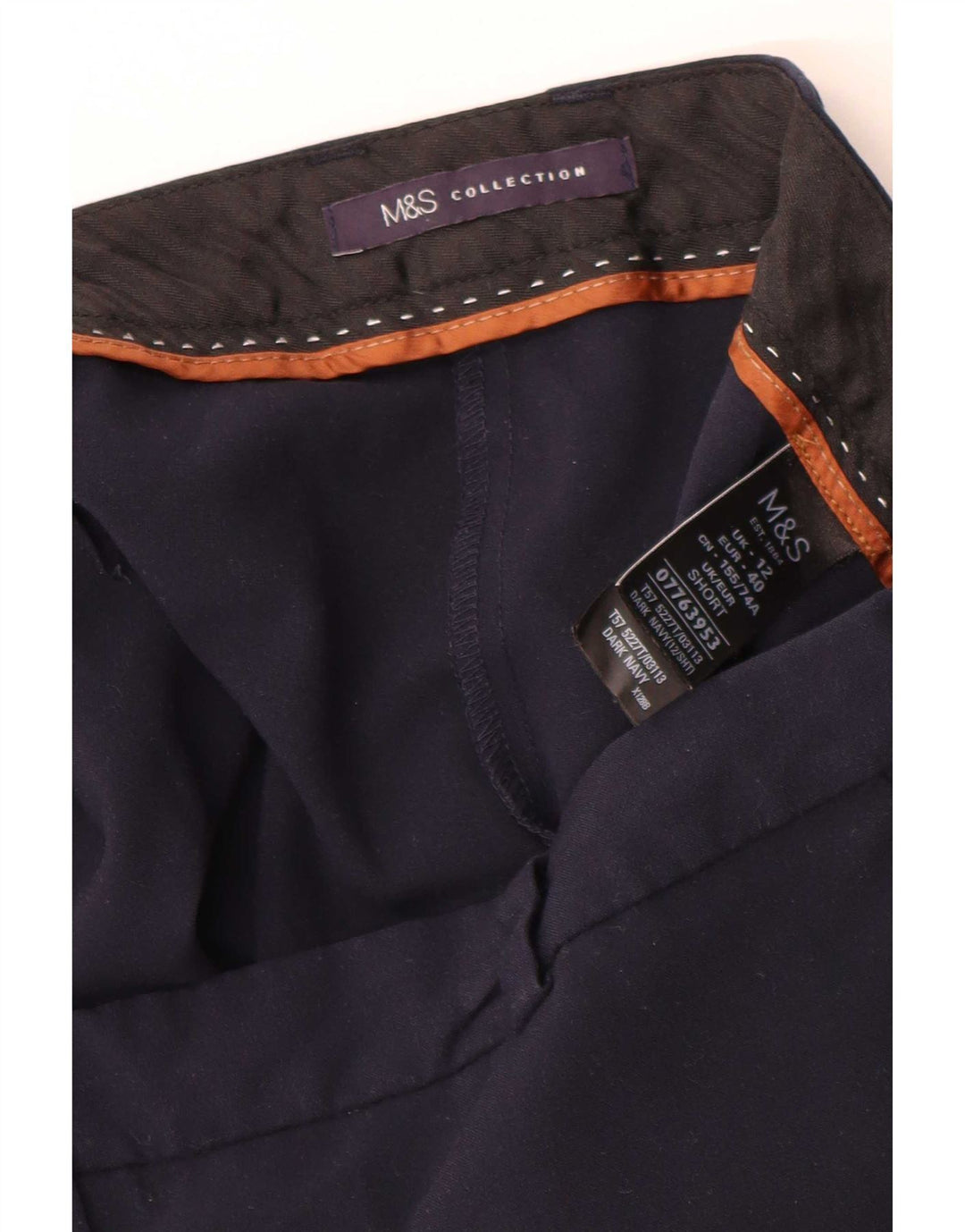 Marks & Spencer Womens Suit Trousers UK 12 Medium W30 L28 Navy Blue