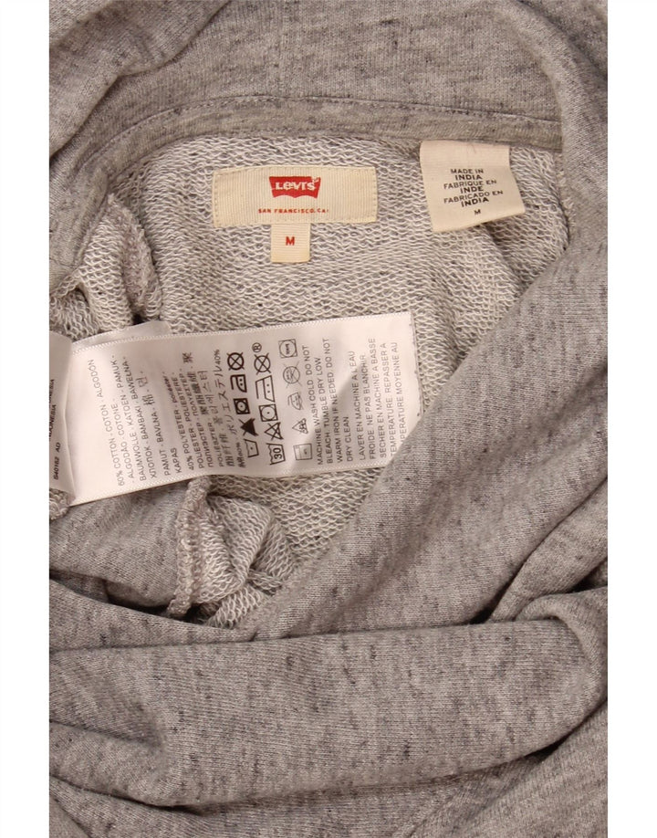 Levi's Womens Graphic Hoodie Jumper UK 14 Medium Grey Flecked Cotton