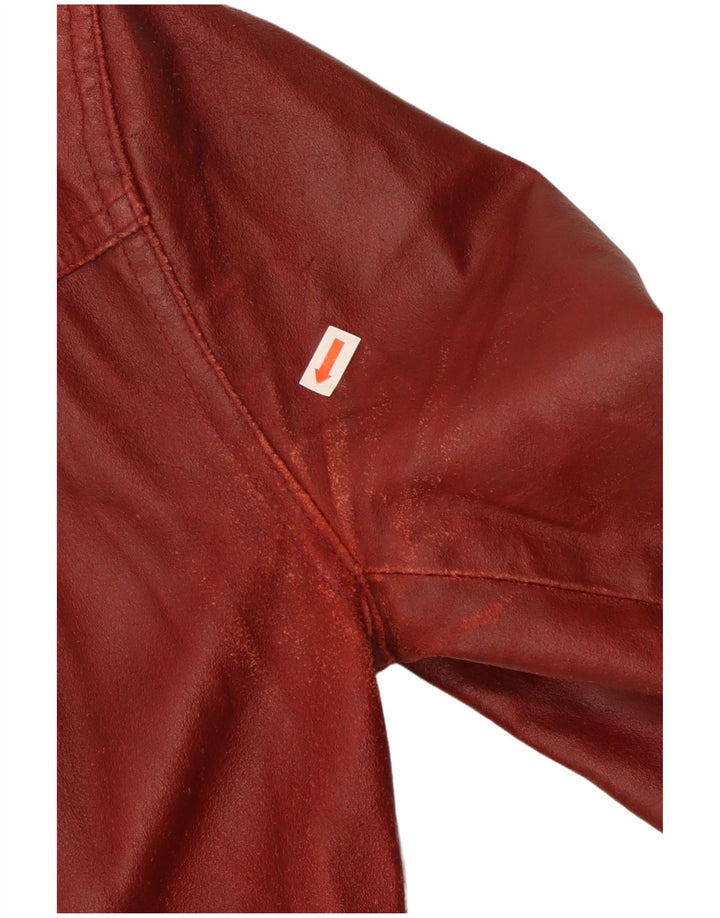 Bayside Womens Leather Jacket UK 14 Large Burgundy Leather