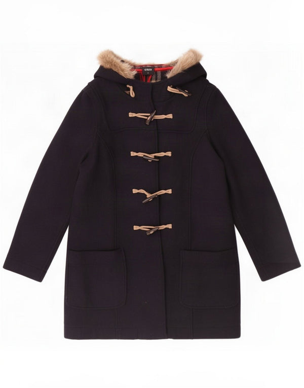 Oasis Womens Hooded Duffle Coat UK 16 Large Navy Blue Acrylic