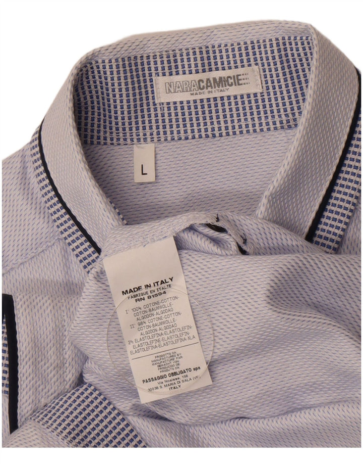 Naracamicie Mens Shirt Large Blue Spotted Cotton