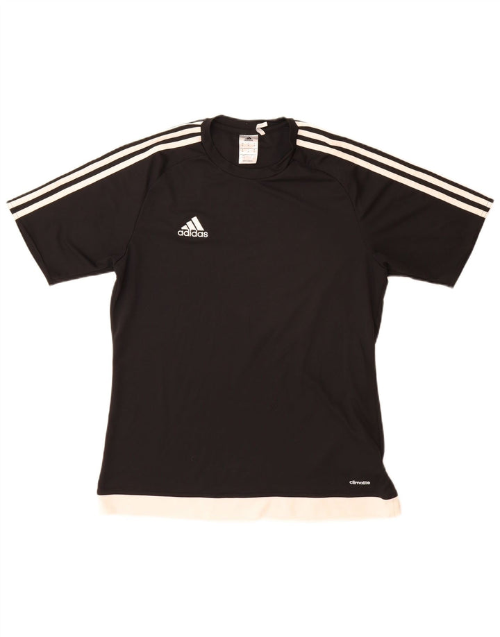 ADIDAS Mens Climalite T-Shirt Top Medium Black Colourblock Polyester