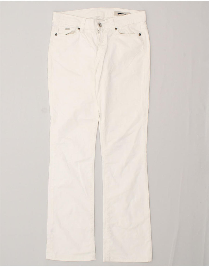 GAS Womens Straight Casual Trousers W27 L31 White Cotton | Vintage Gas | Thrift | Second-Hand Gas | Used Clothing | Messina Hembry 