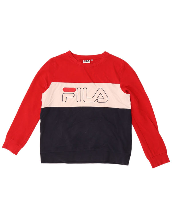 Fila Mens Graphic Sweatshirt Jumper Small Multicoloured Colourblock Cotton