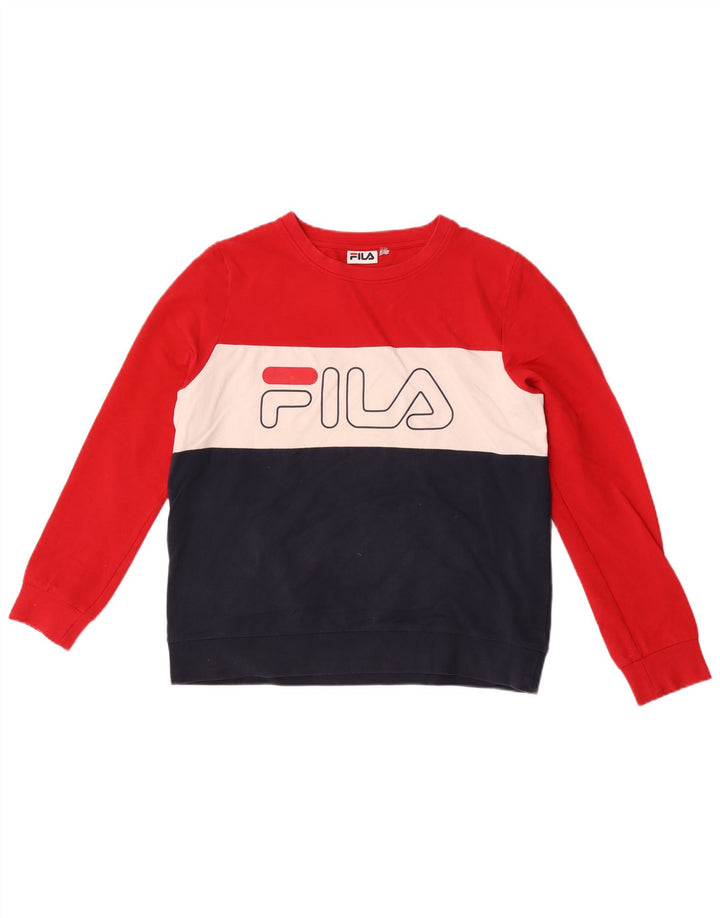 Fila Mens Graphic Sweatshirt Jumper Small Multicoloured Colourblock Cotton