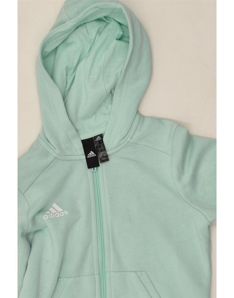 ADIDAS Girls Graphic Zip Hoodie Sweater 9-10 Years Green Cotton | Vintage Adidas | Thrift | Second-Hand Adidas | Used Clothing | Messina Hembry 