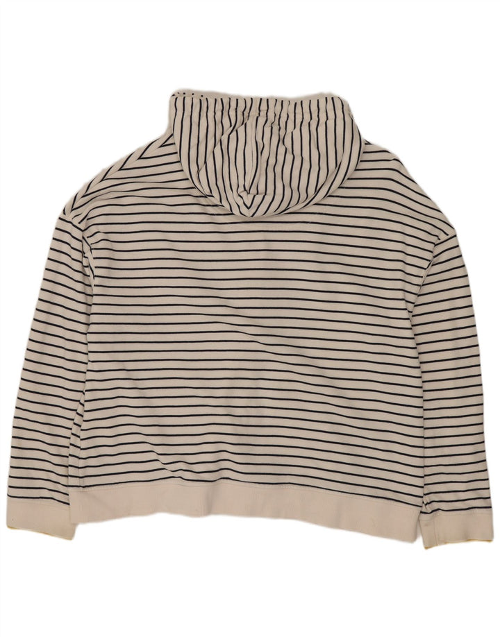 Joules Womens Oversized Zip Hoodie Sweater UK 16 Large White Striped