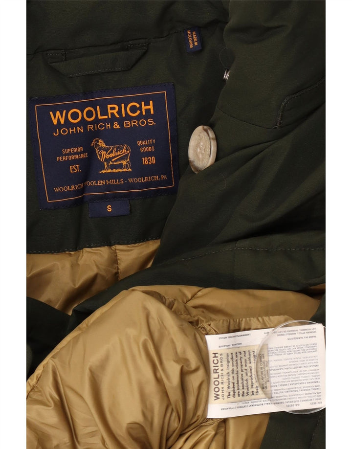 Woolrich Womens Oversized Padded Jacket UK 10 Small Khaki Cotton
