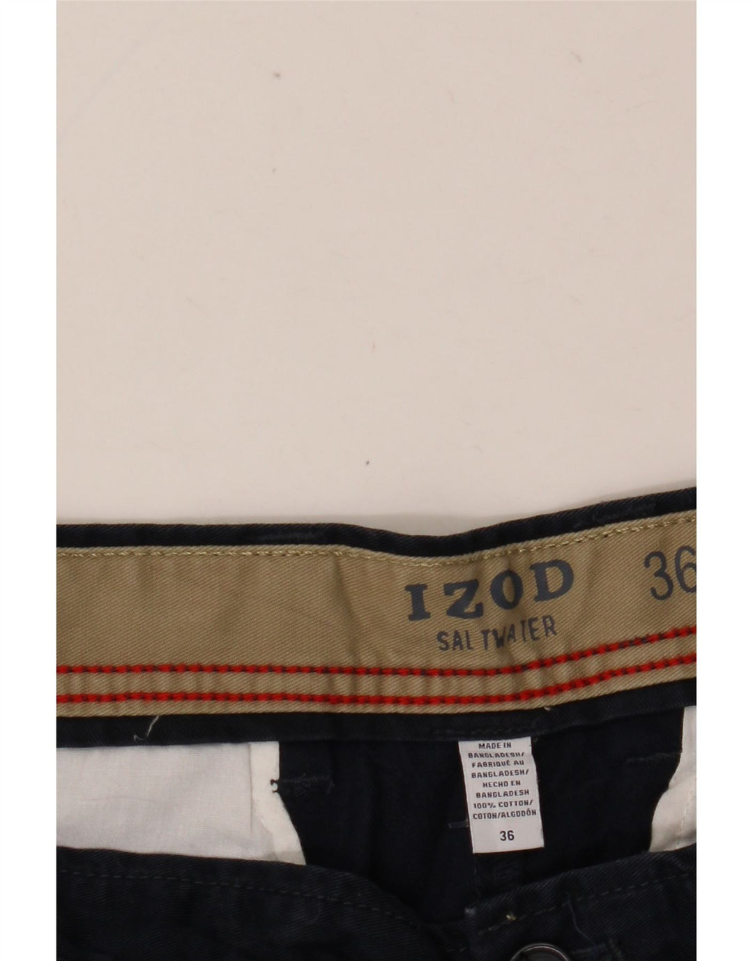IZOD Mens Salt Water Chino Shorts W36 Large Navy Blue Cotton