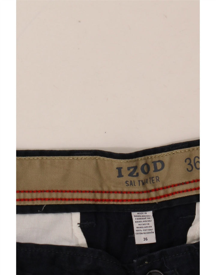 IZOD Mens Salt Water Chino Shorts W36 Large Navy Blue Cotton