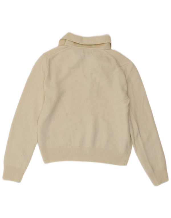POLO RALPH LAUREN Womens Polo Neck Jumper Sweater UK 10 Small Off White