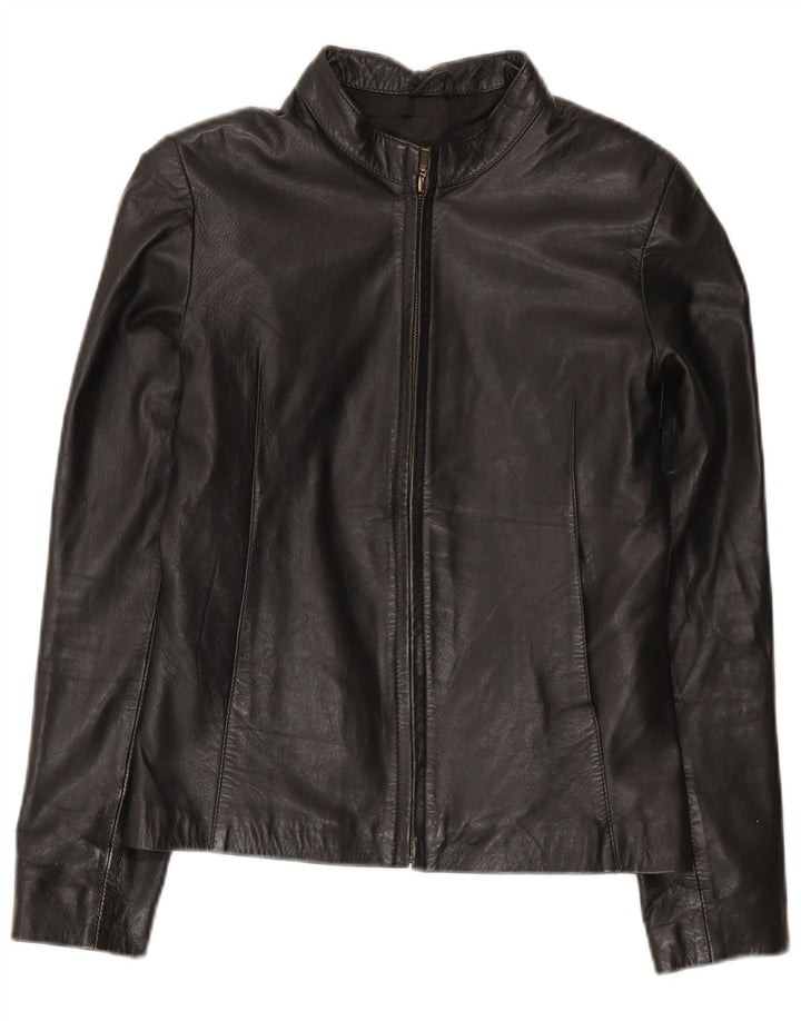 St. Bernard Womens Leather Jacket UK 10 Small Black Leather