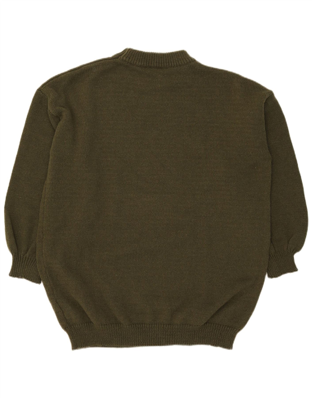 Vintage Mens Crew Neck Jumper Sweater Large Khaki Polyester